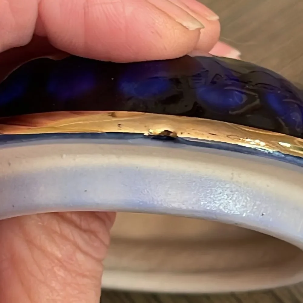 Vintage Cobalt Blue & Gold Footed Trinket Box